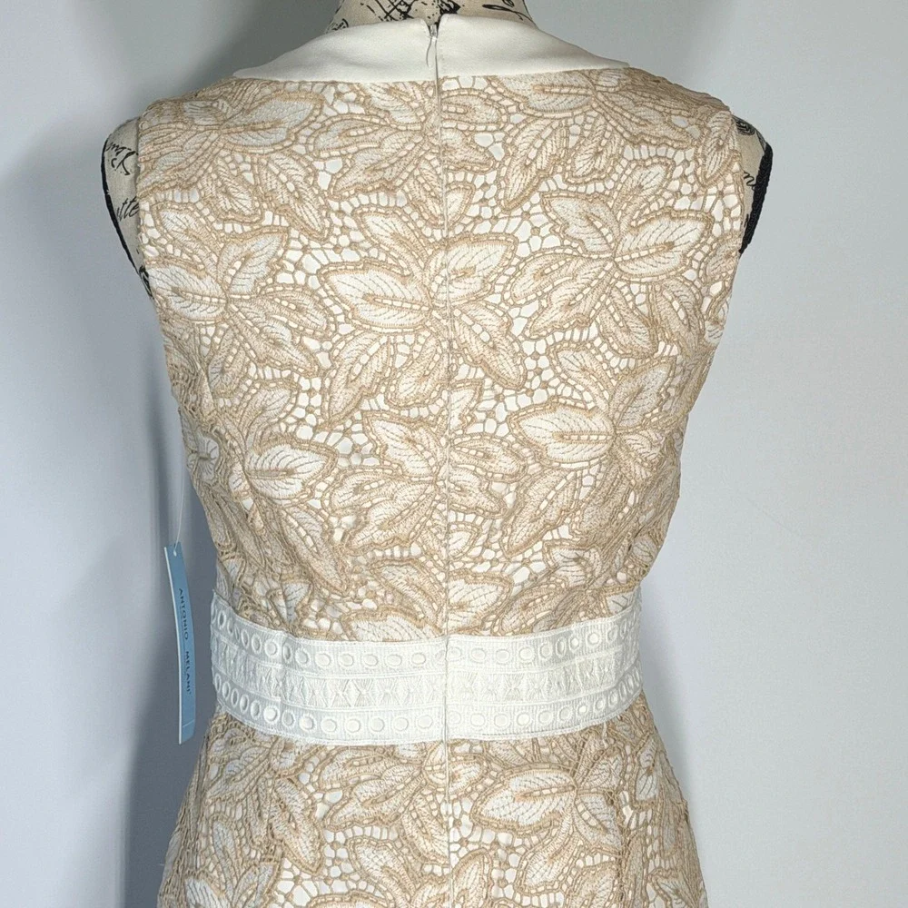 Antonio Melani Egot Lace Midi Dress Ivory Biscotti Bridal Coquette Size 6 NWT - Picture 10 of 15